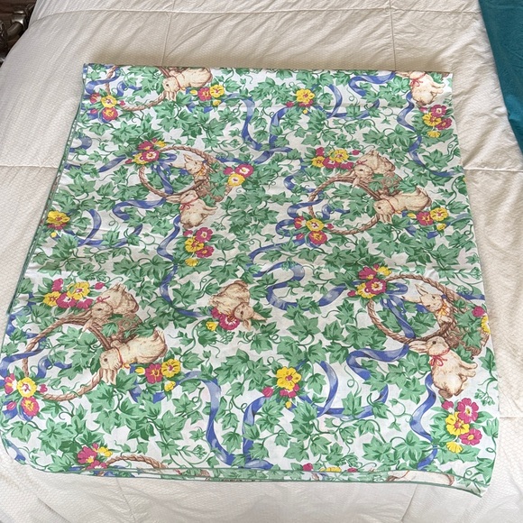 Floral Spring Bunny Print Fabric Table Cloth - Picture 2 of 5